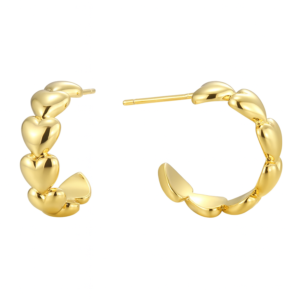 Boucles d'Oreilles Plaqué Créoles Or Créoles Cœurs