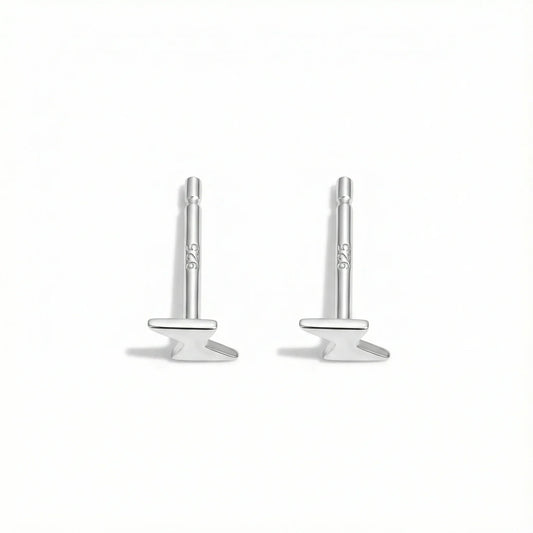 Boucles d’oreilles clous en argent 925 avec fermoirs poussette, système de maintien sécurisé pour lobes percés