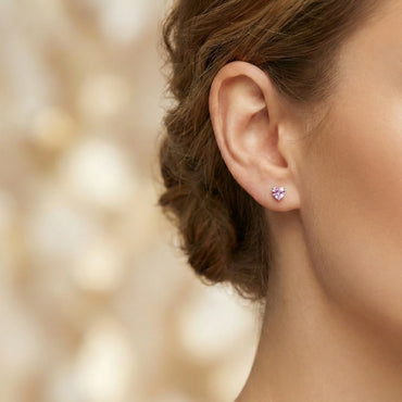 boucles d’oreilles clous en argent sterling 925 avec zircon rose 3 mm