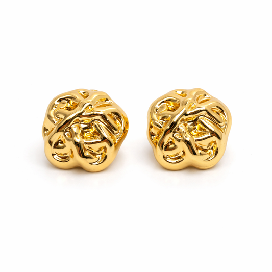 Boucles d’oreilles organiques martelées en acier inoxydable doré