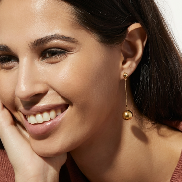 Boucles d’oreilles pendantes sphère en acier inoxydable doré