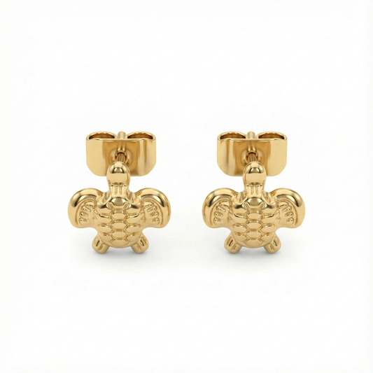 Boucles d’oreilles tortue en acier inoxydable couleur doré