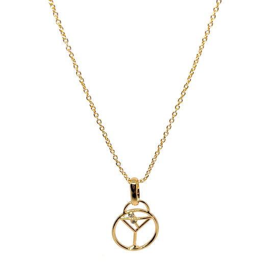 collier femme en plaqué or avec pendentif en forme de verre à cocktail serti de zircons étincelants, chaîne fine 40 +5 cm, bijou original et festif à offrir