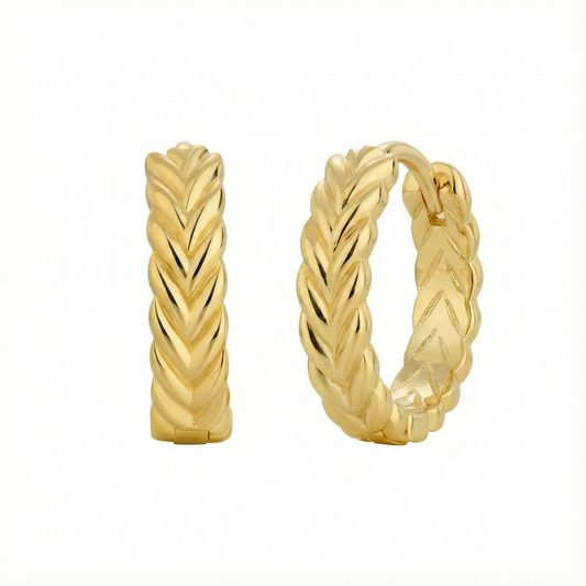 Créoles doré à l’or 18k motif tressé sculpté