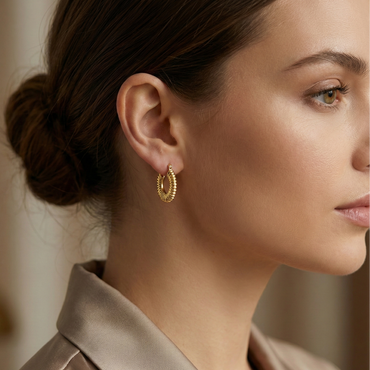 Créoles ondulées dorées or 18k style vintage