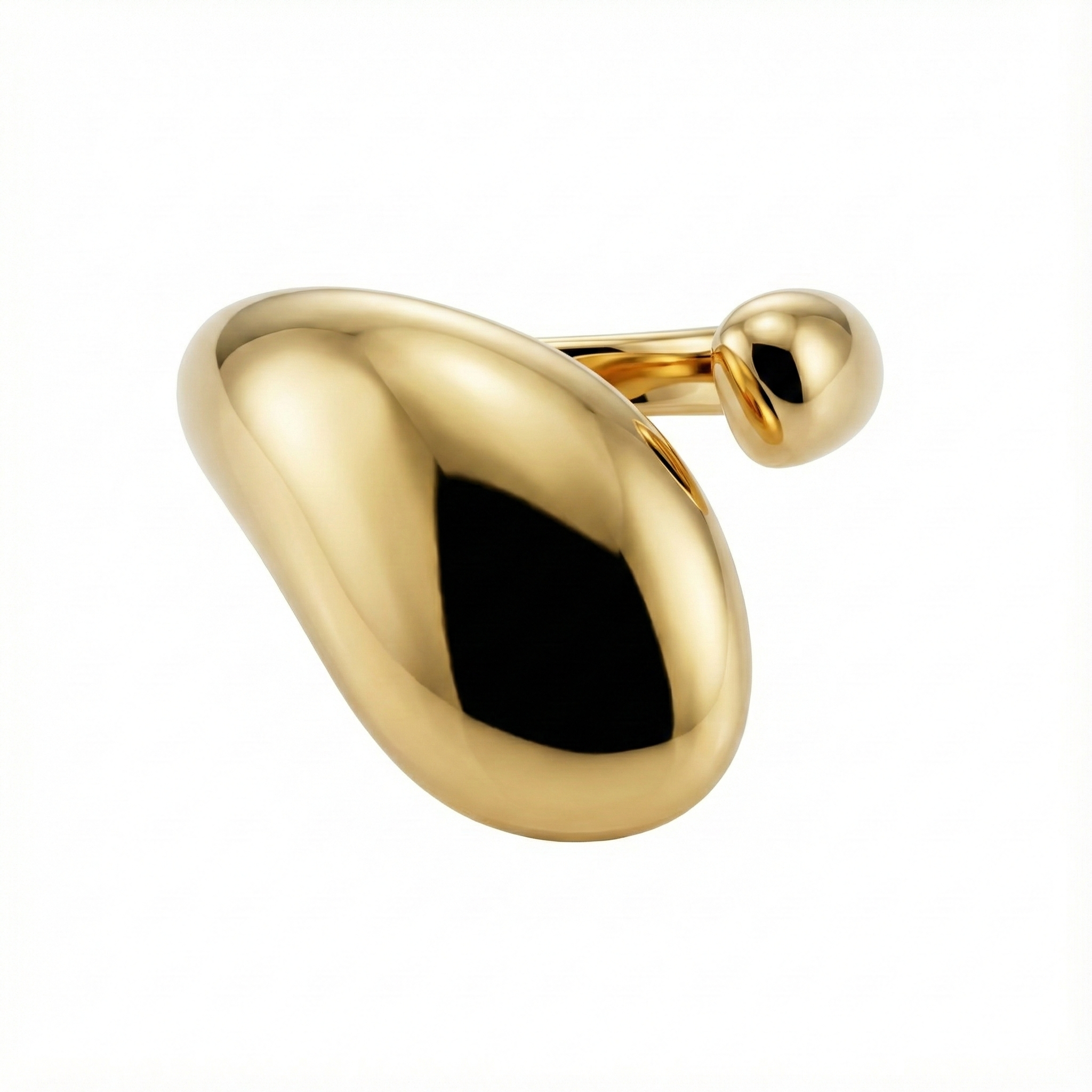 détail forme goutte bague acier inoxydable doré