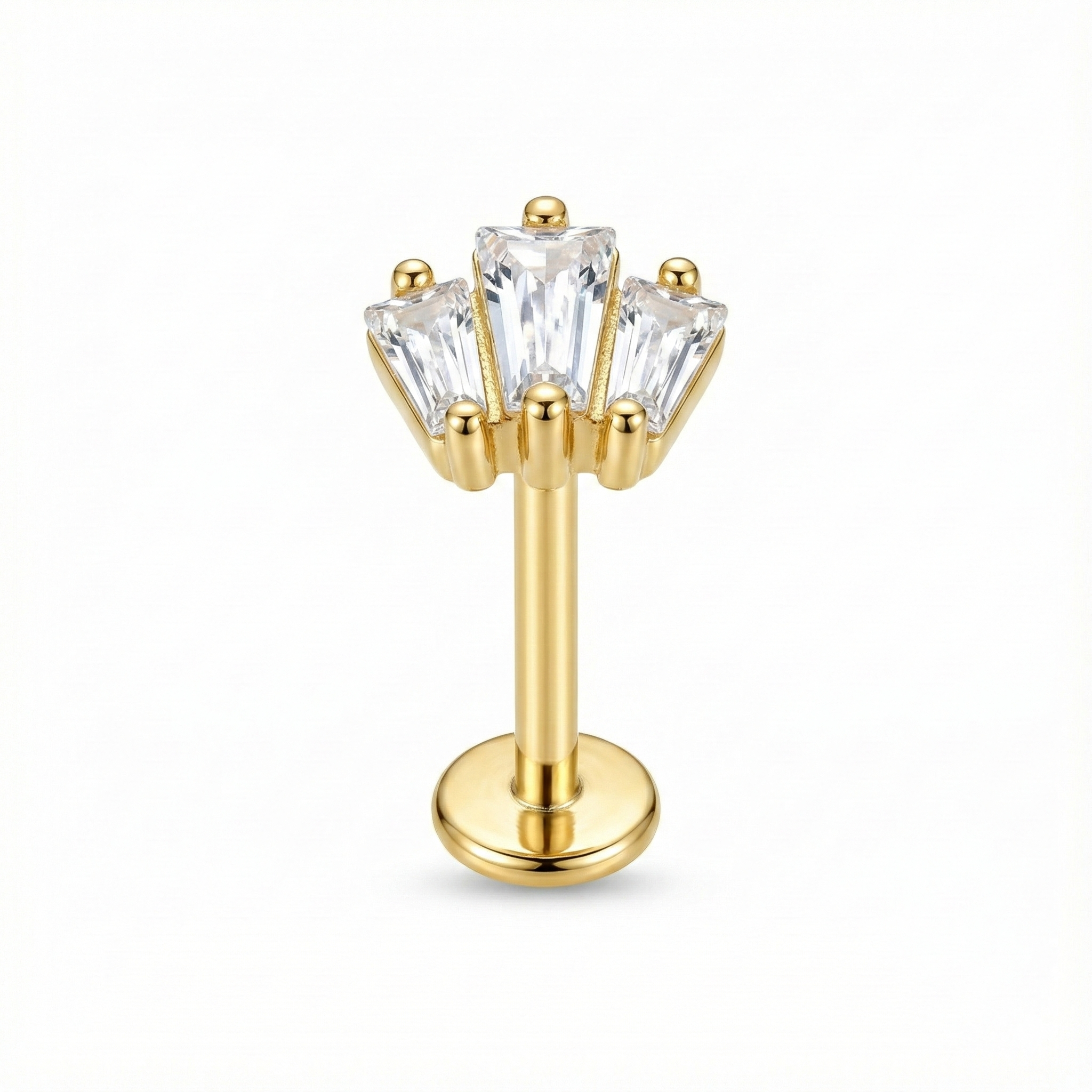 Mono boucle d'oreille vendue à l'unité forme petite couronne de princesse, en argent 925 doré à l'or fin.