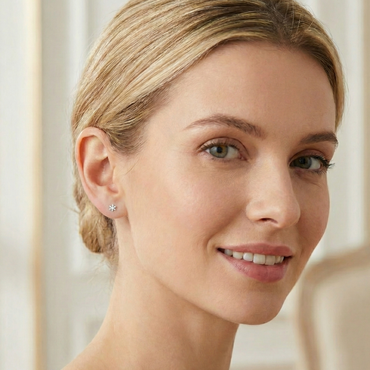 Paires de puces d'oreilles forme flocon de neige en argent 925 sterling, bijou thème hiver et Noël