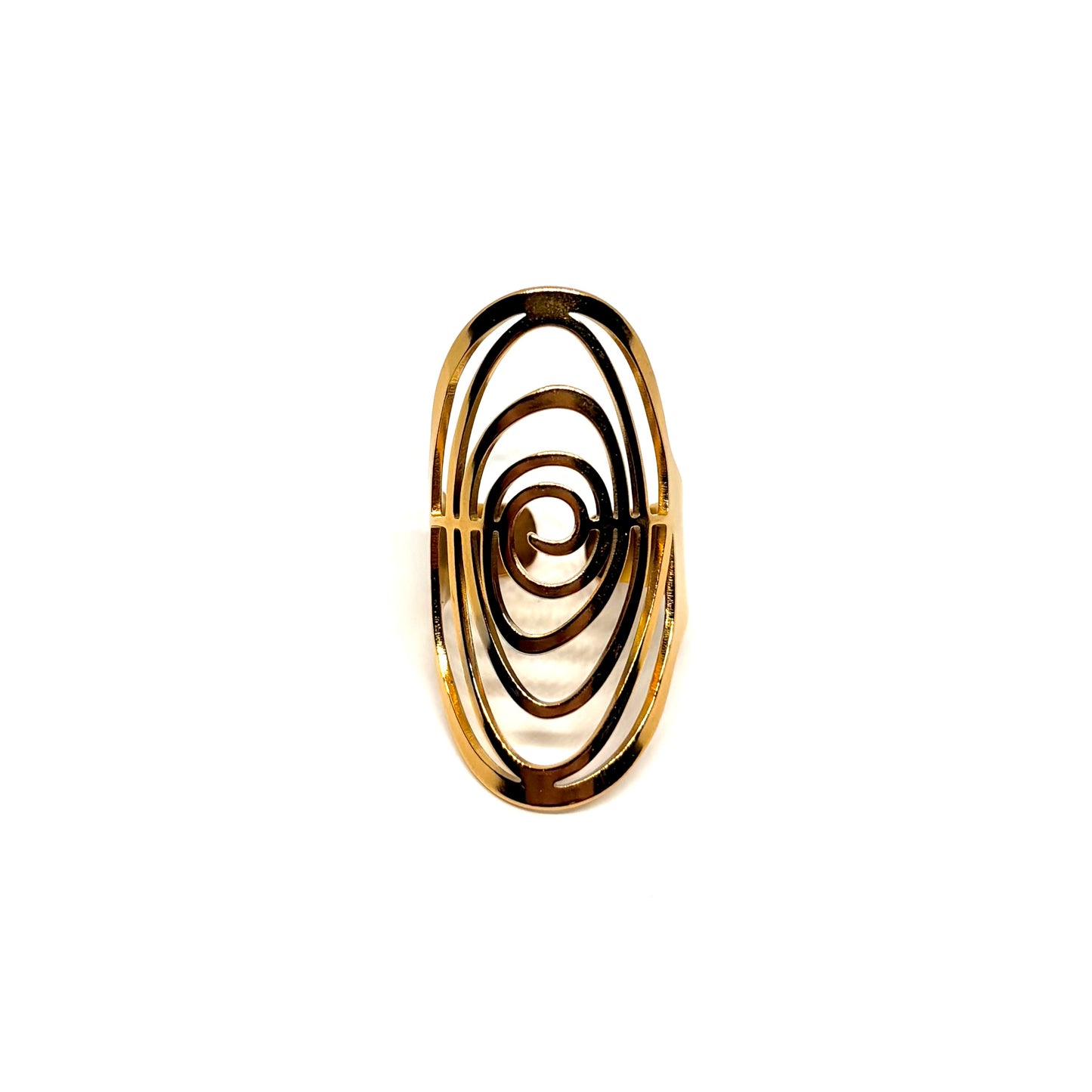 Bague acier doré spirale