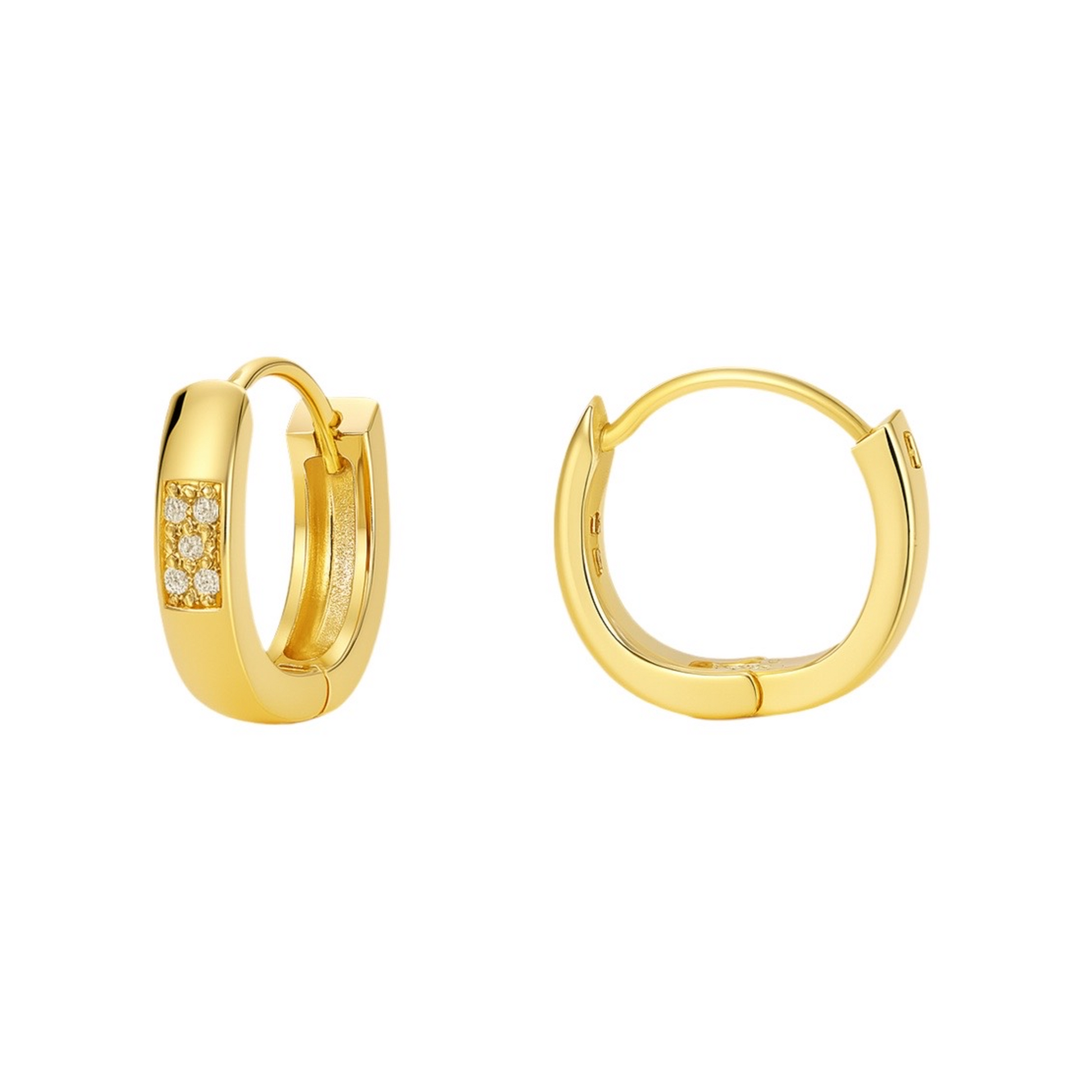Boucles d'Oreilles Plaqué Or Mini Créoles Pavées de zircons