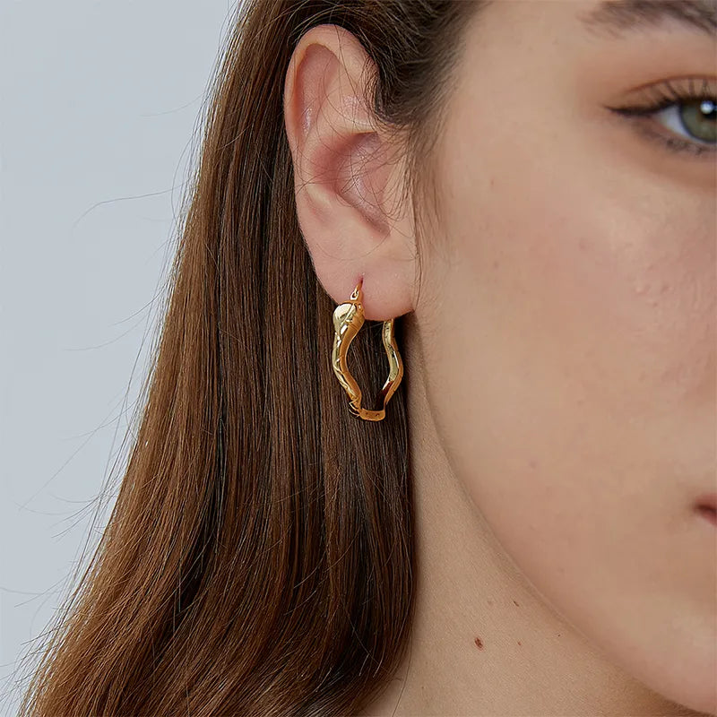 Boucles d'Oreilles Plaqué Or Créoles Serpent