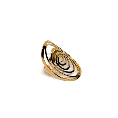 Bague acier doré spirale