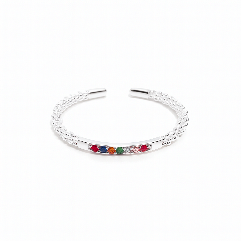 Bague argent 925 zircons arc-en-ciel 6 couleurs