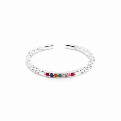 Bague argent 925 zircons arc-en-ciel 6 couleurs