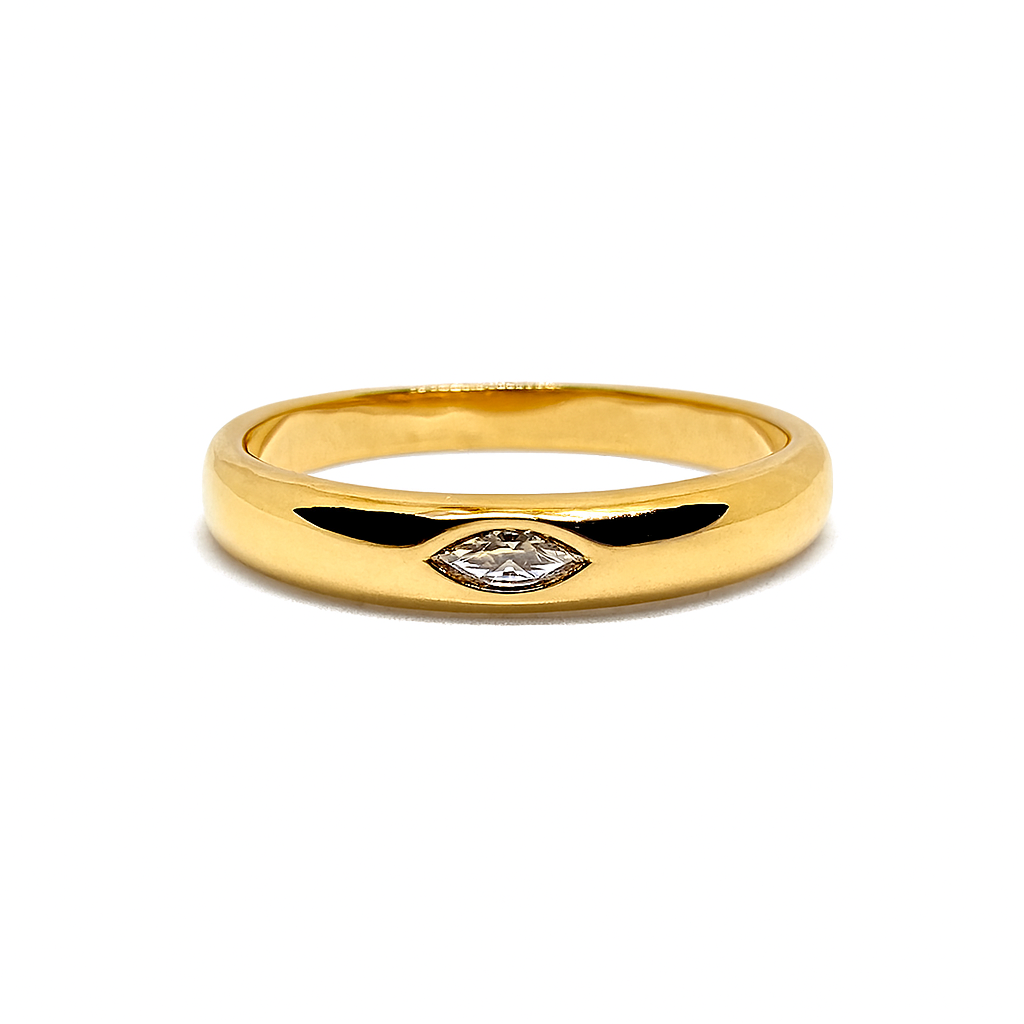 Bague Plaqué Or avec Pierre Marquise