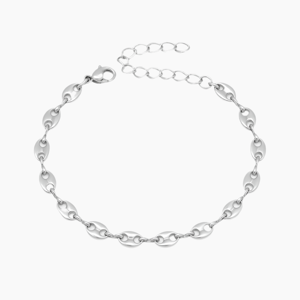 Bracelet Acier Inoxydable Maillons Ovales Effet Coquillages