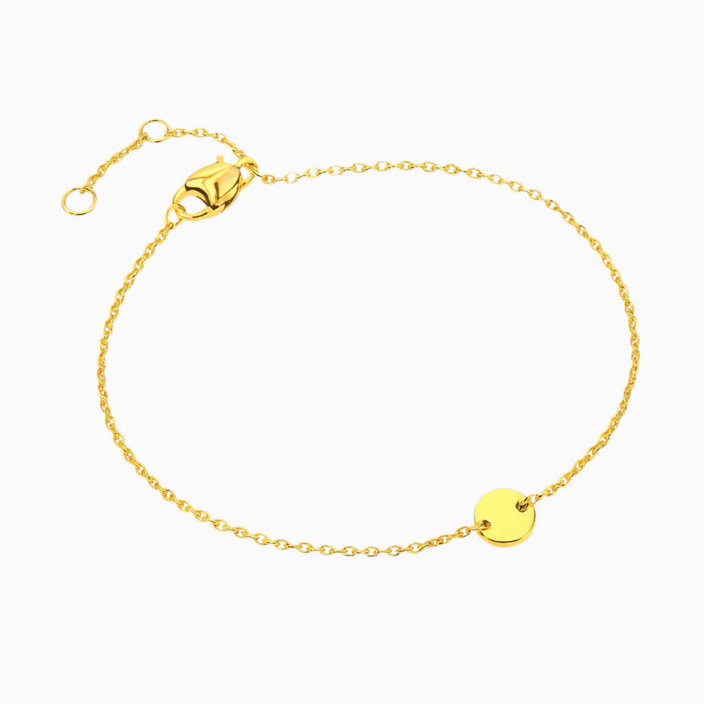 Bracelet Acier Inoxydable Doré Disque Minimaliste Doré