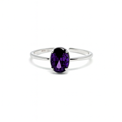 Bague argent 925 zircon ovale améthyste