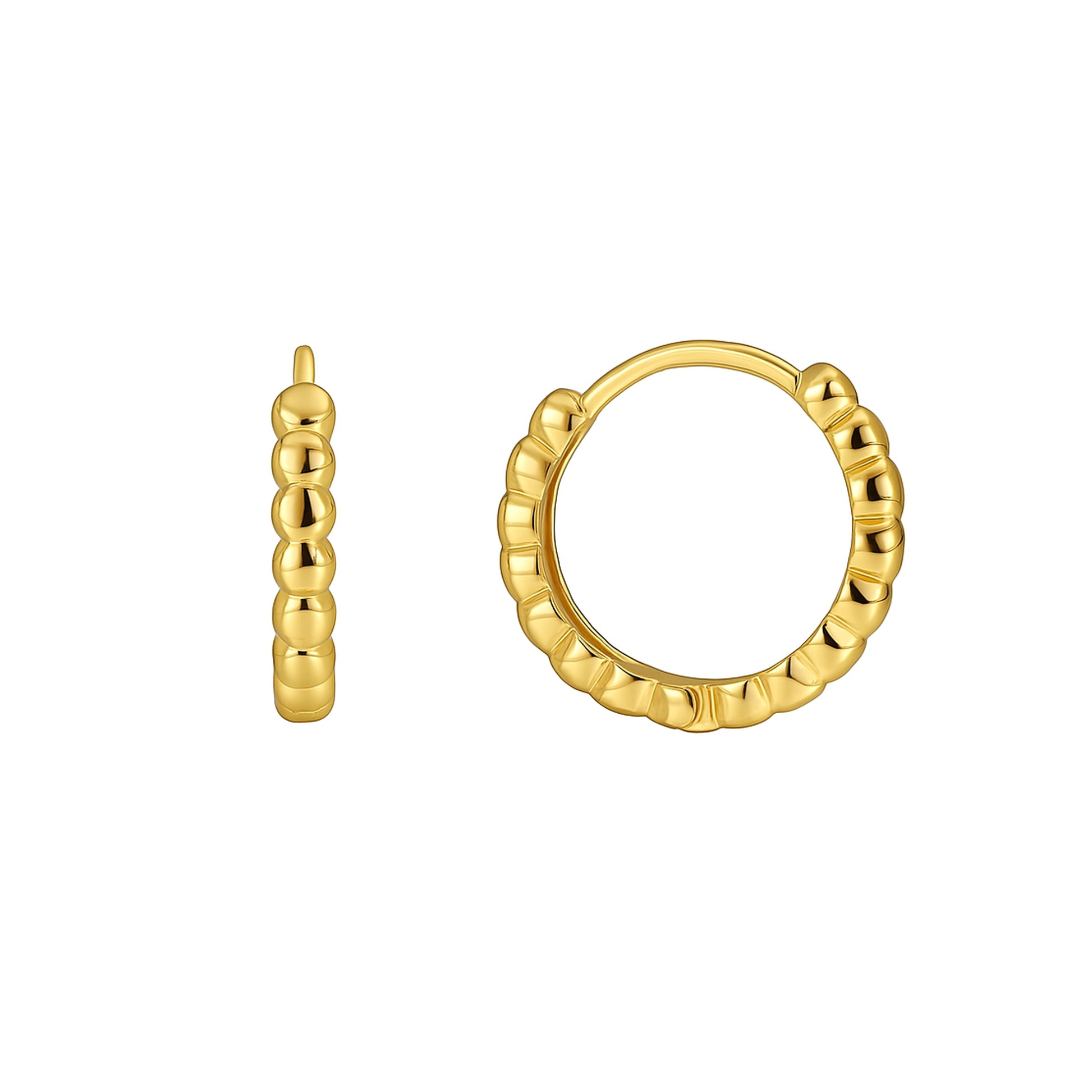Boucles d'Oreilles Plaqué Or Créoles à Relief Perlé