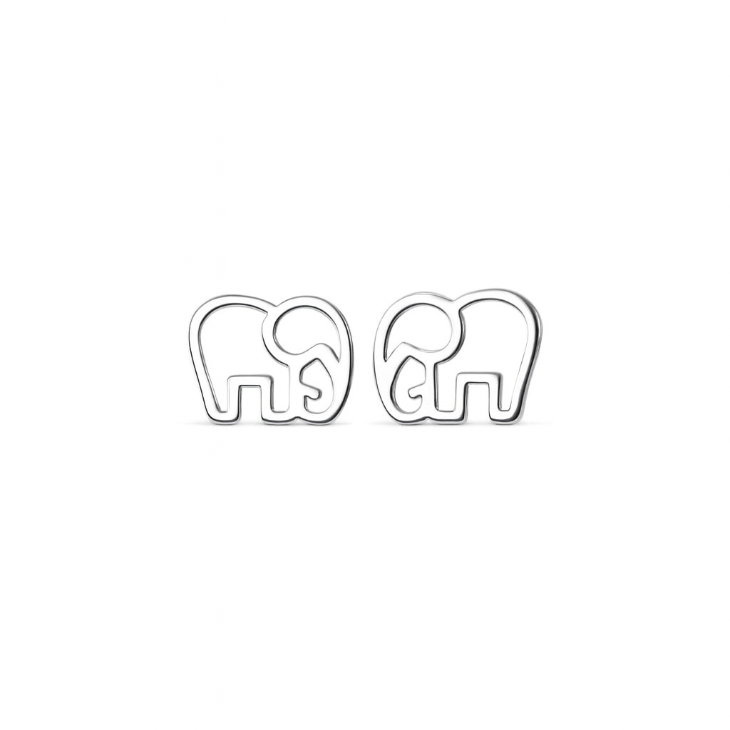 Boucles d'Oreilles Puces Argent 925 Petits Élephants