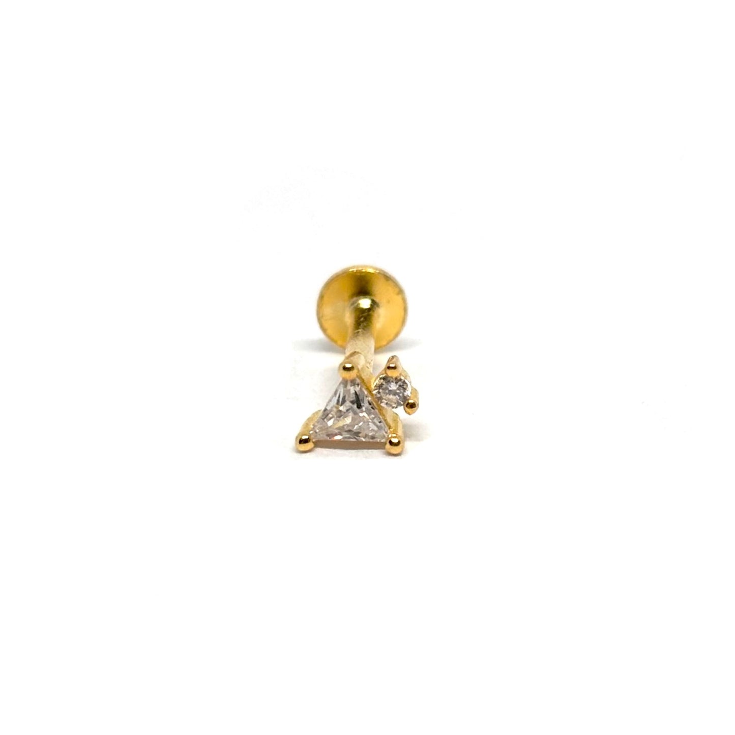 Boucle d’oreille unique argent 925 doré à l’or 18k zircon rectangulaire et ronds