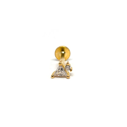 Boucle d’oreille unique argent 925 doré à l’or 18k zircon rectangulaire et ronds