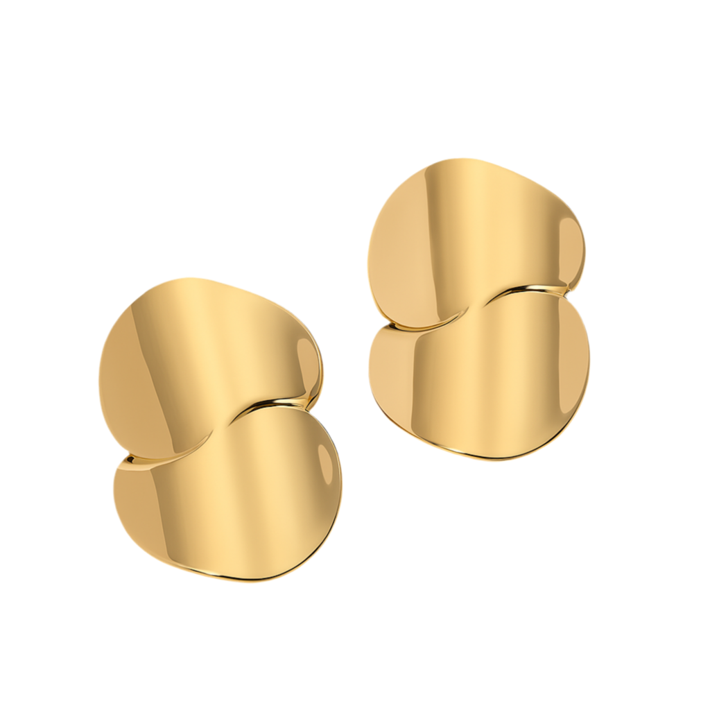 Boucles d'Oreilles Acier Inoxydable Doré Puces Sculptées