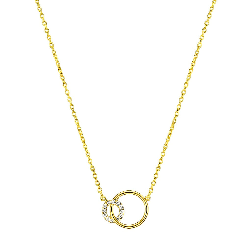 Collier Plaqué Doré Anneaux Entrelacés & Zircons
