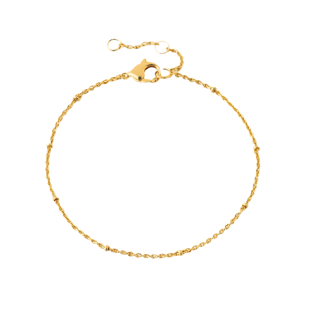 Bracelet Acier Inoxydable Doré Maille Perlée