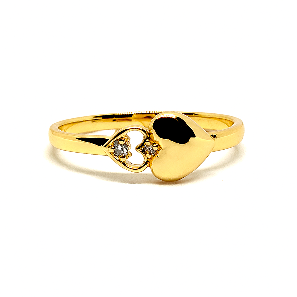 Bague Plaqué Or Cœur Mat & Zircons