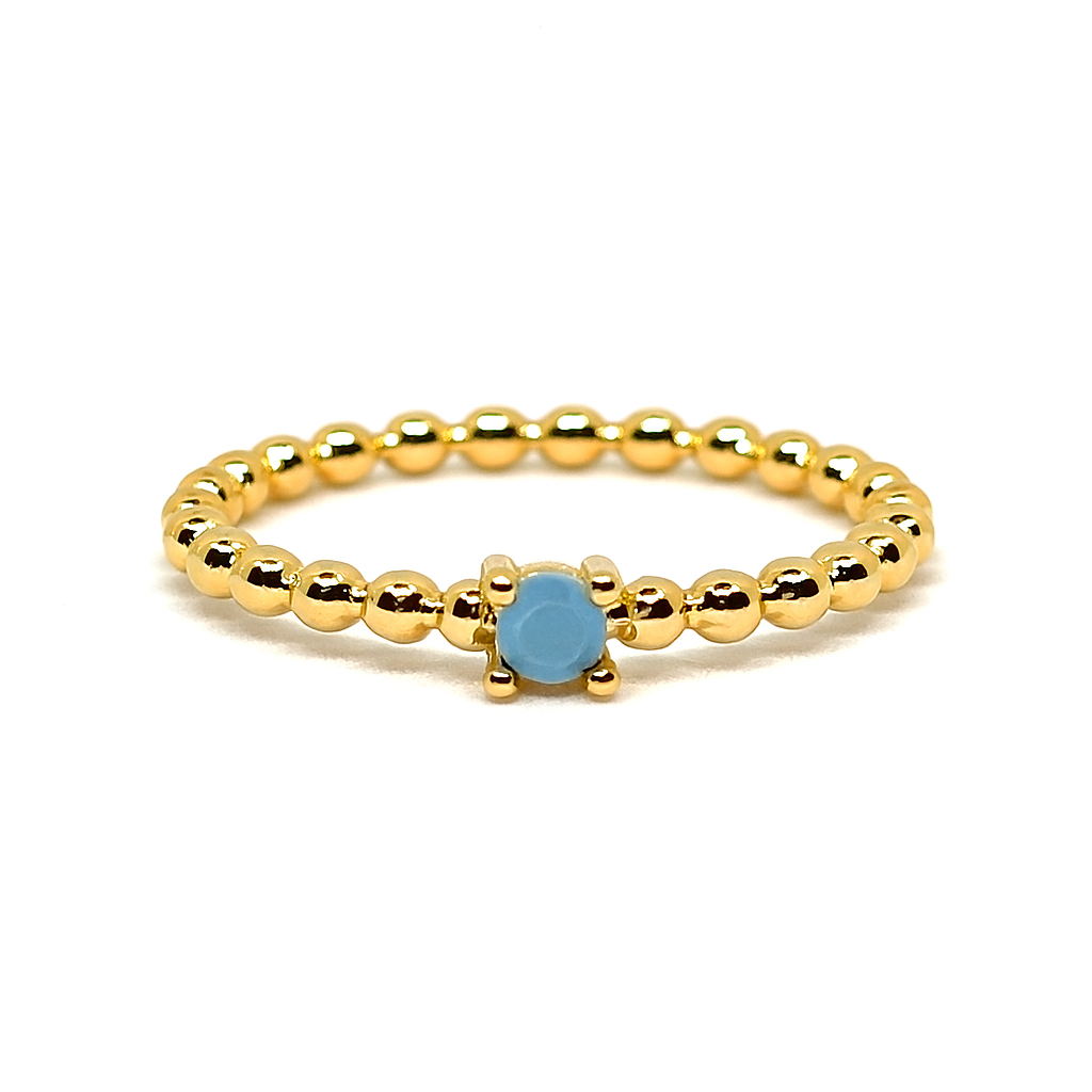Bague Plaqué Or Perles & Pierre Turquoise