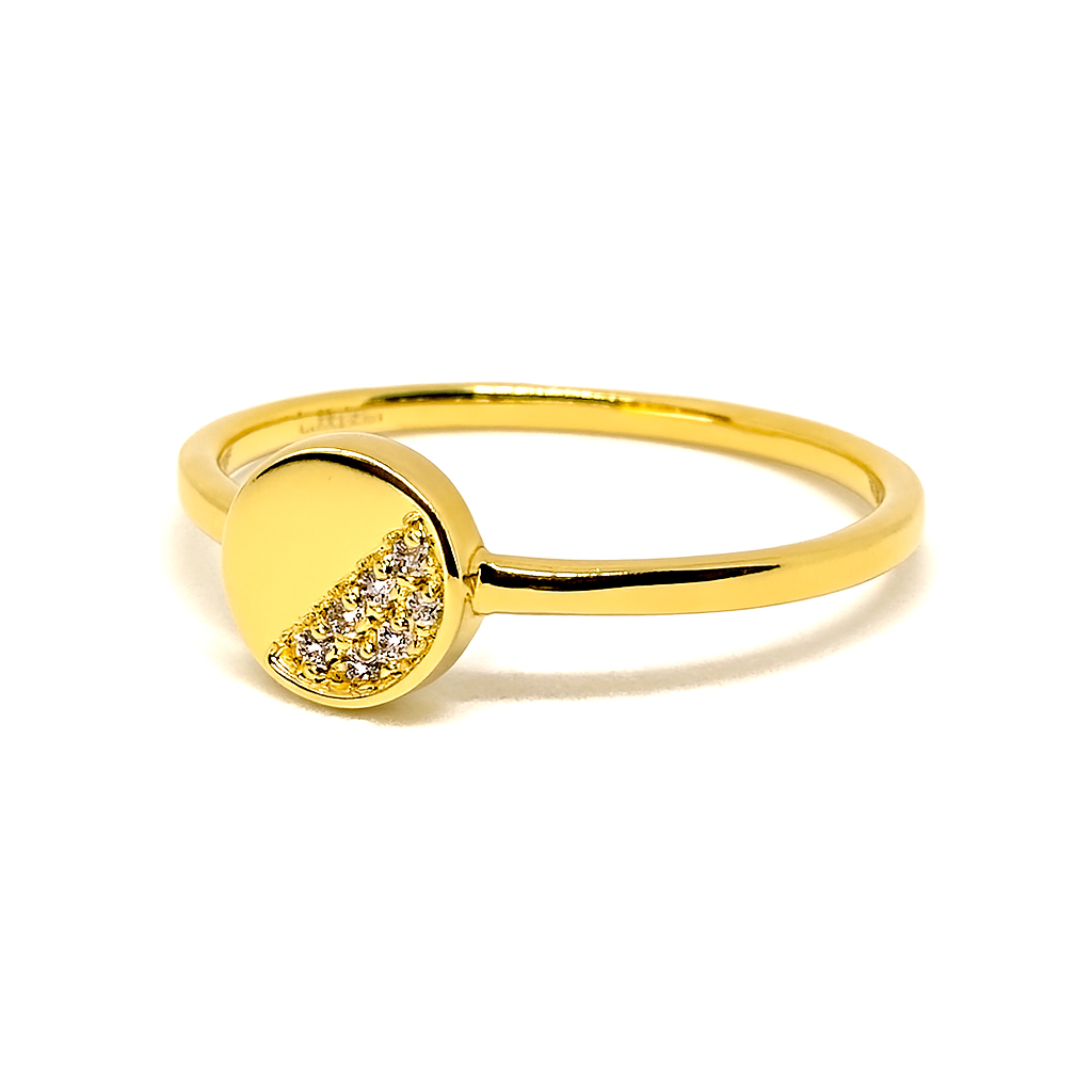 Bague Plaqué Or Cercle Minimaliste Demi Pavé Zircons
