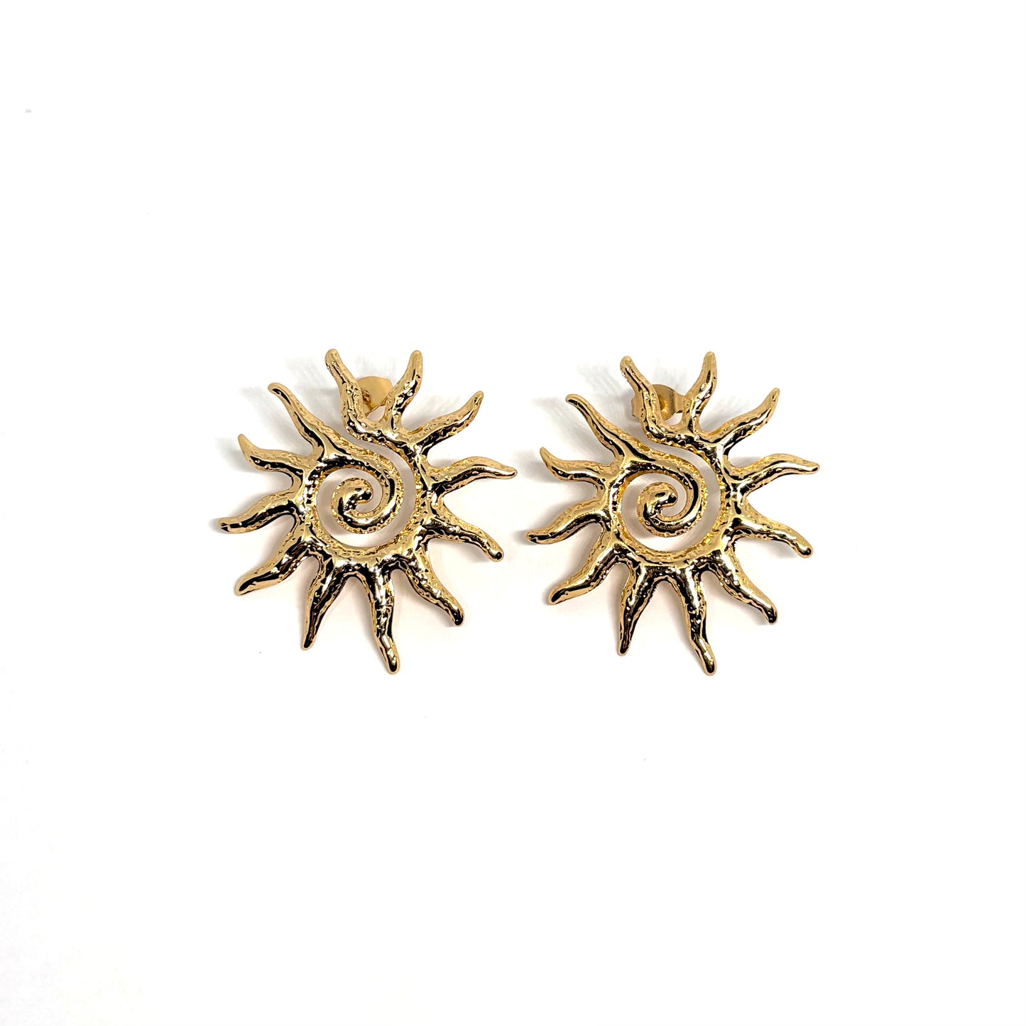 Boucles d’oreilles acier doré soleil doré