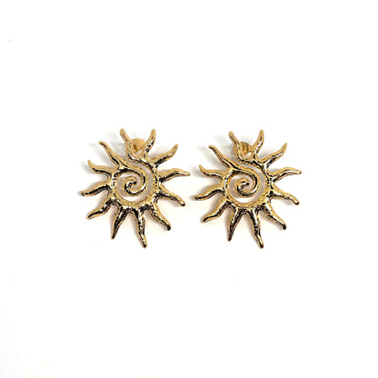 Boucles d’oreilles acier doré soleil doré