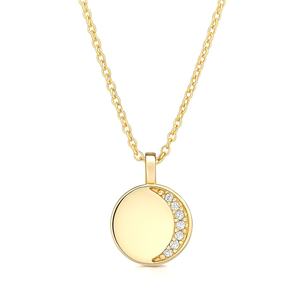 Collier Plaqué Doré Lune Dorée & Zircons