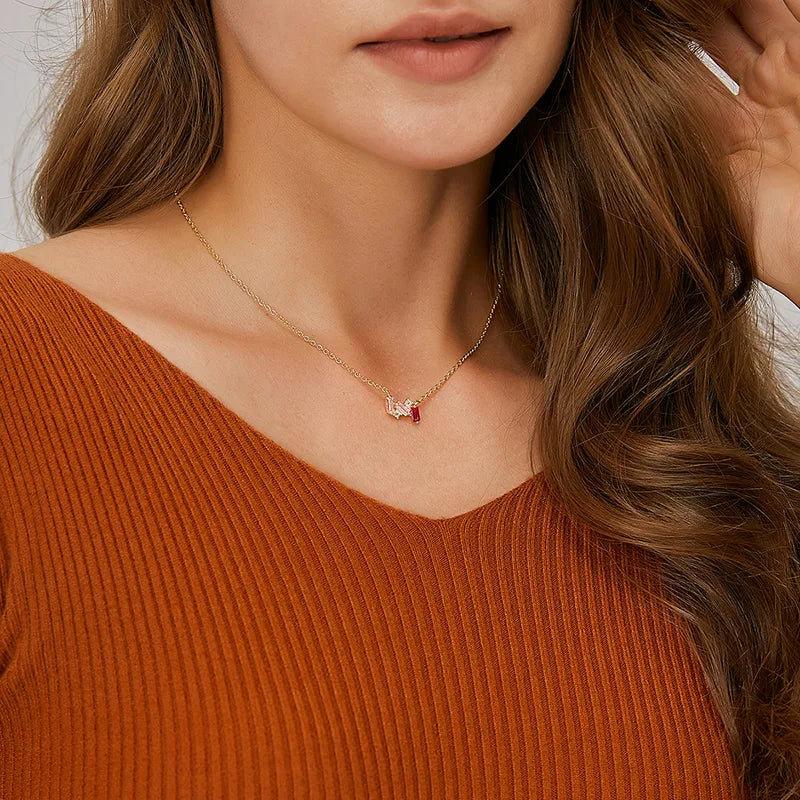 Collier Plaqué Or Pendentif Baguettes Zircons