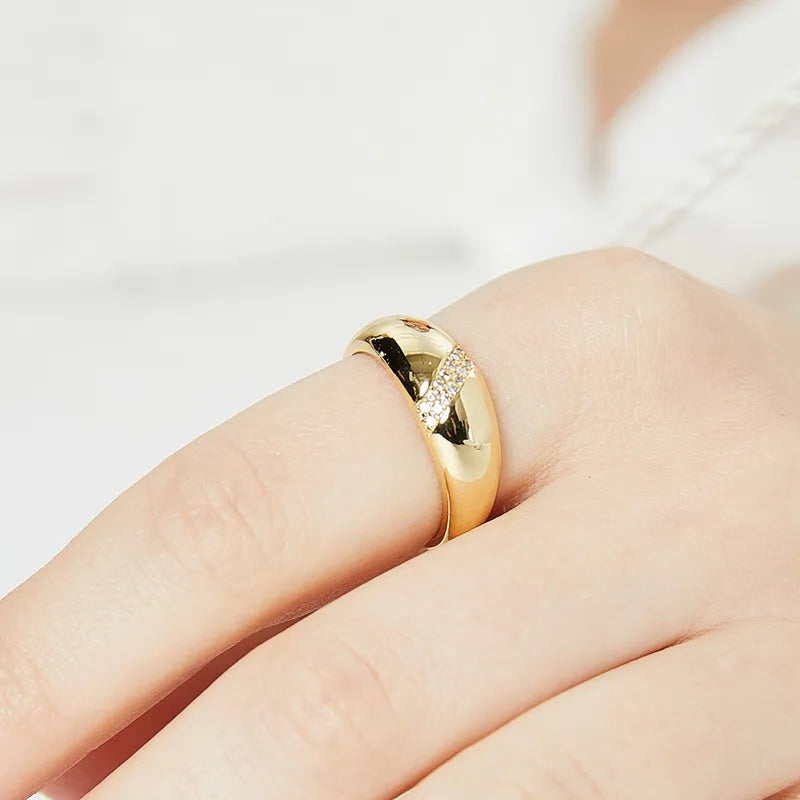 Bague Plaqué Or Pavé de Strass
