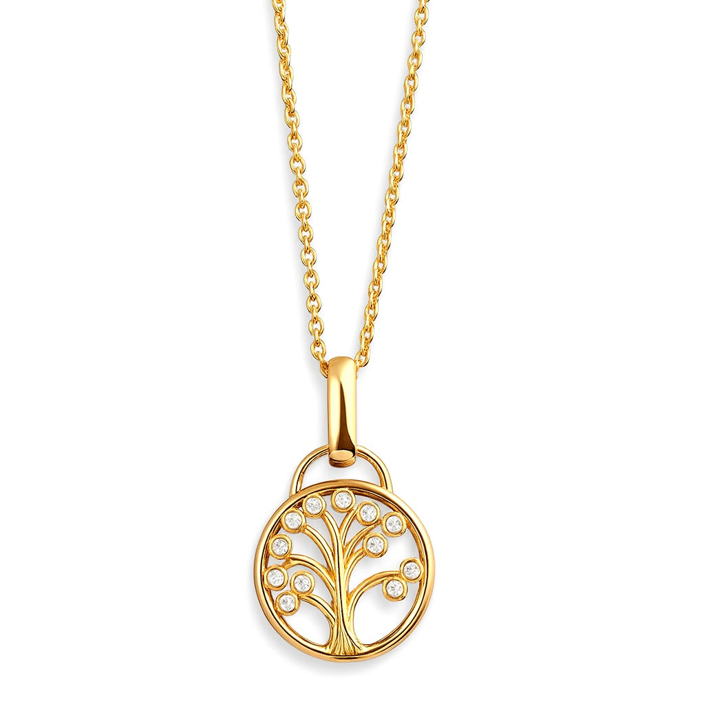 Collier Plaqué Or Pendentif Arbre de Vie Zircon