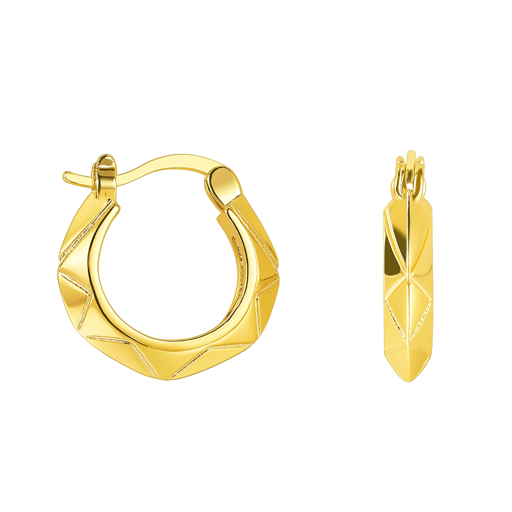 Boucles d'Oreilles Plaqué Or Créoles Facettées Géométriques
