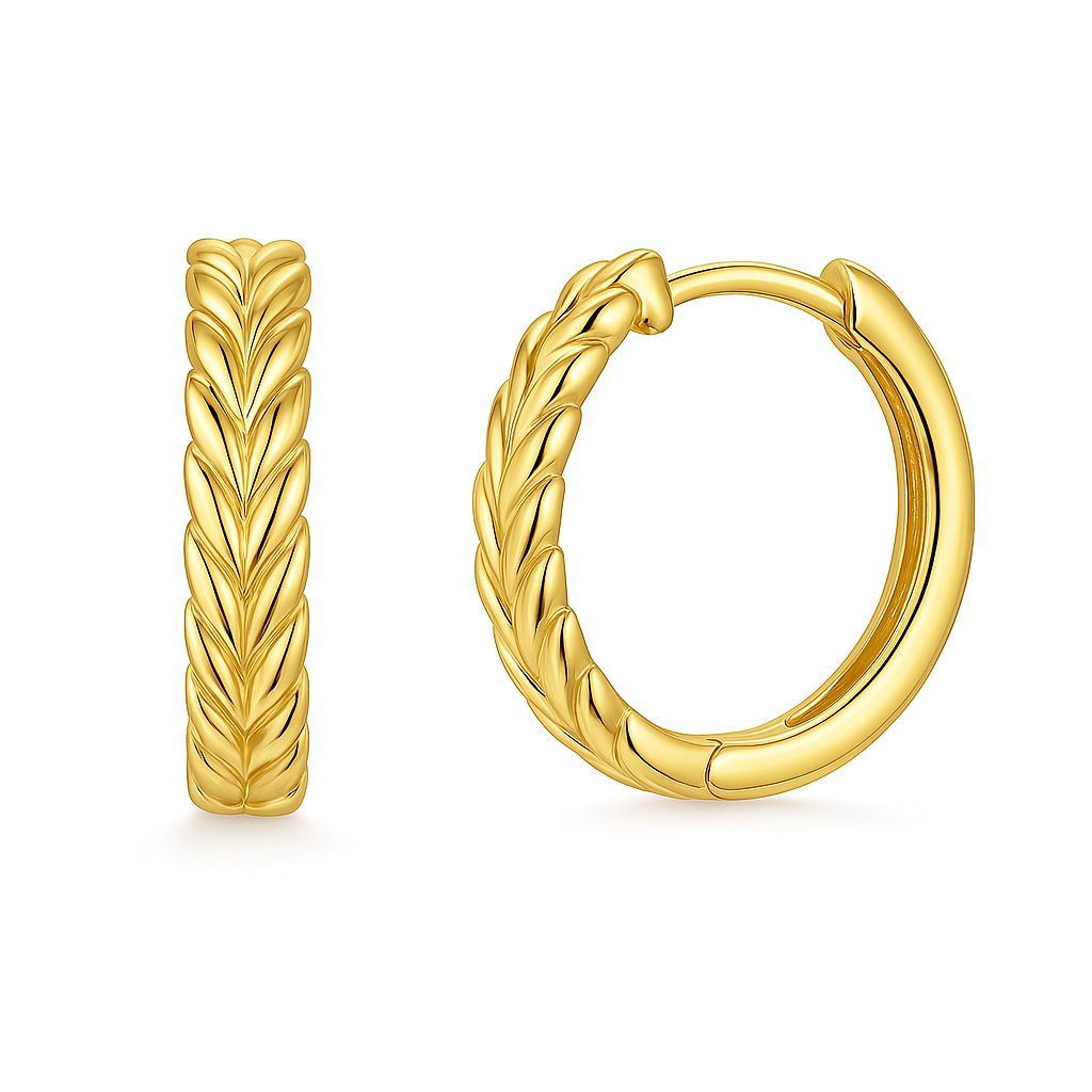 Boucles d'Oreilles Plaqué Or Créoles Motif Tressé