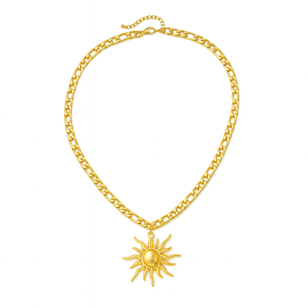 Collier Cordon Acier Inoxydable Doré Soleil Doré