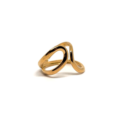 Bague acier doré croisé