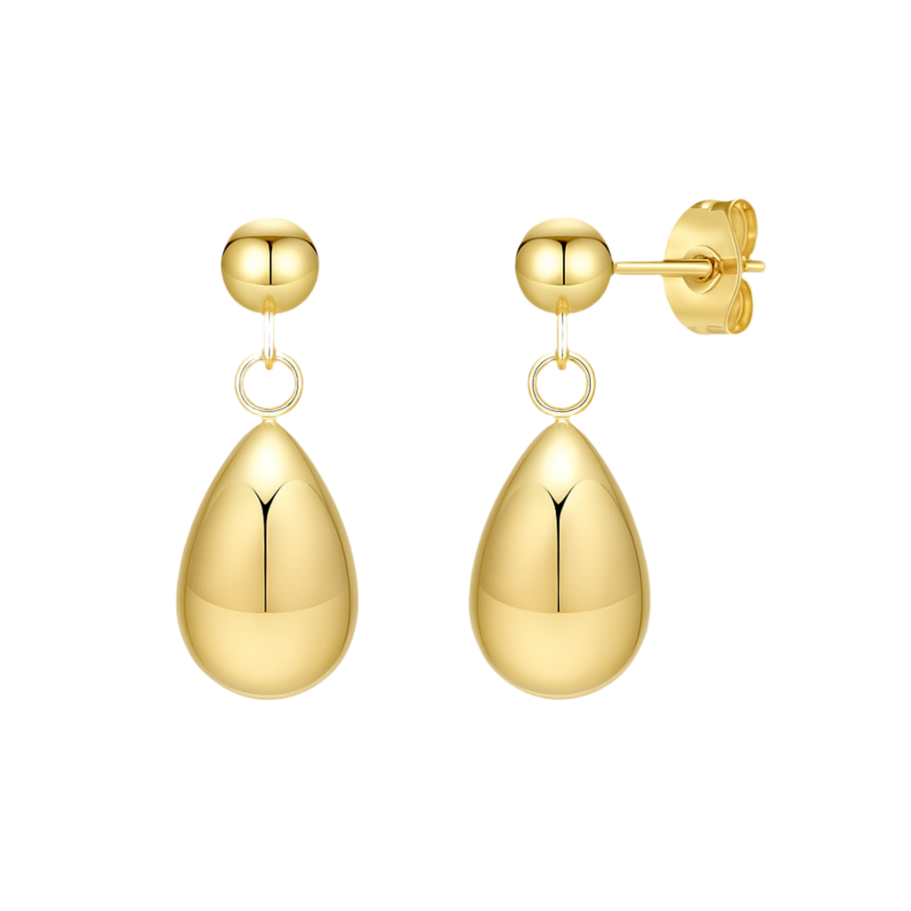 Boucles d'Oreilles Acier Inoxydable Doré Clous Gouttes Dorées