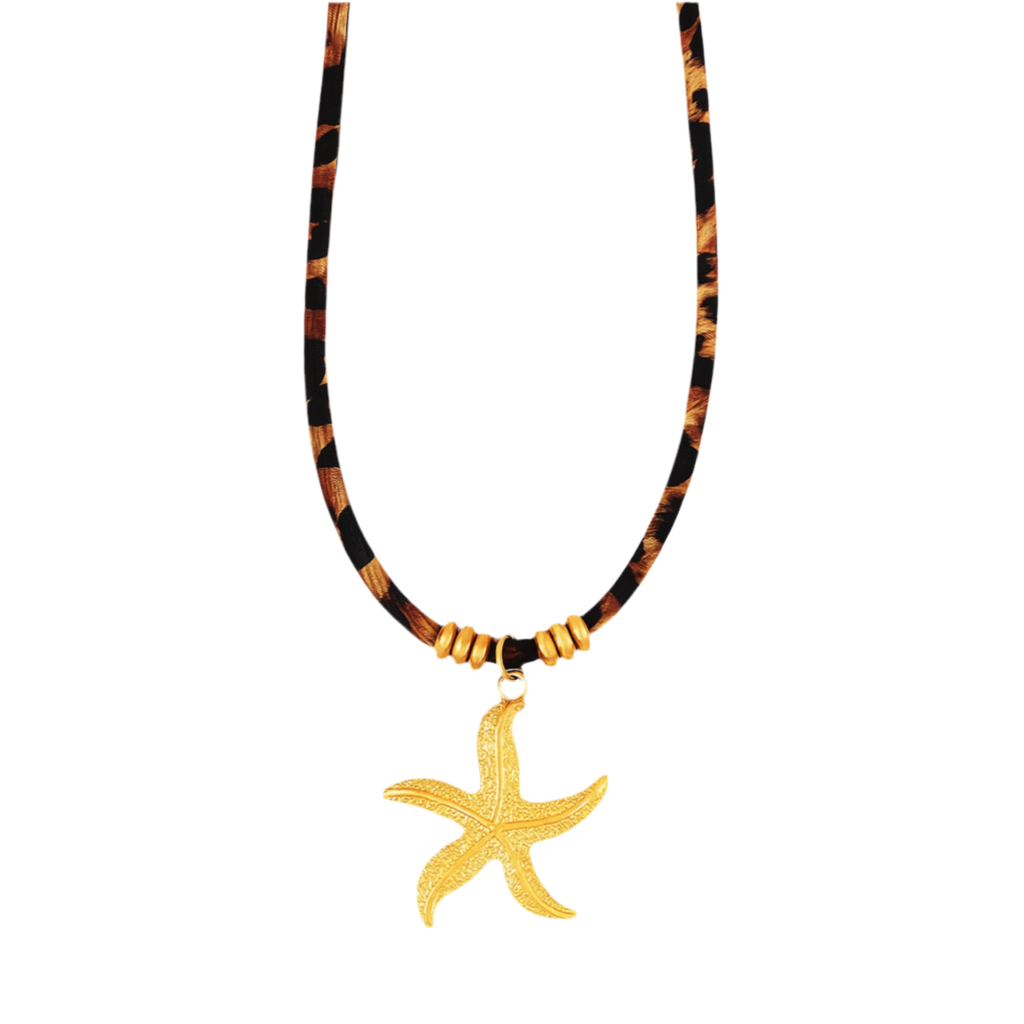 Collier Cordon Léopard Étoile de Mer Acier Inoxydable Doré