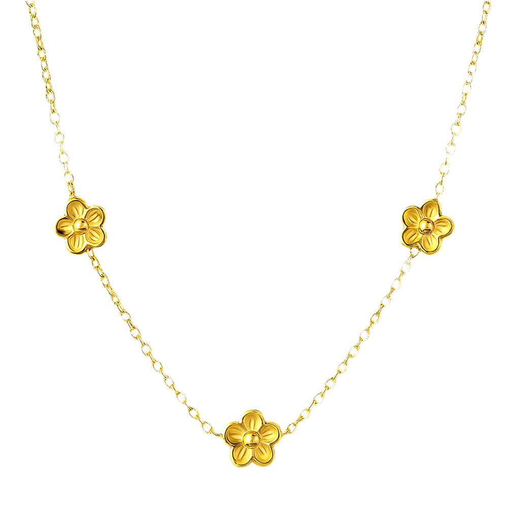 Collier Acier Inoxydable Doré Fleurs Miniatures Esprit Printanier