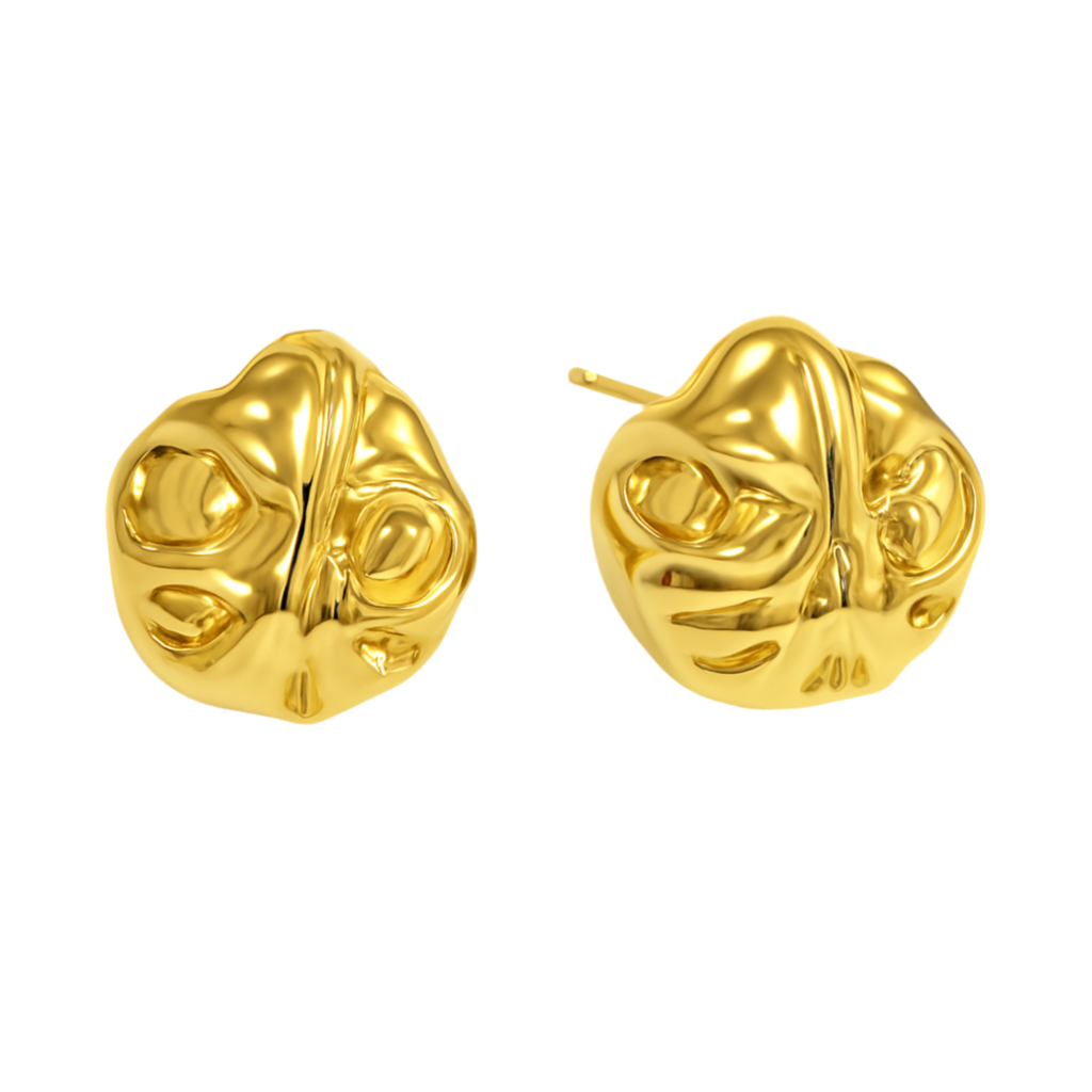 Boucles d'Oreilles Puces Acier Inoxydable Doré Sculptural & Audacieux