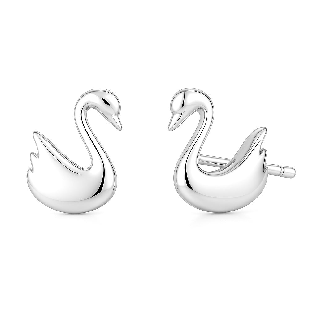 Boucles d'Oreilles Puces Argent 925 Petits Cygnes