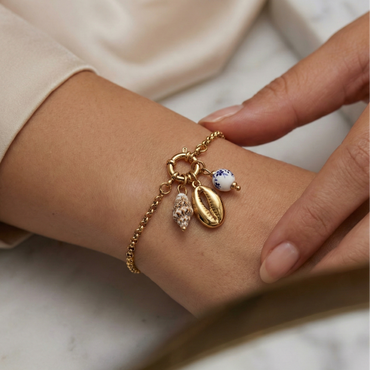 Bracelet acier doré charms coquillages