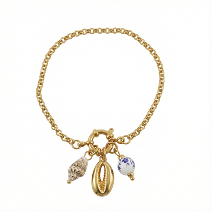 Bracelet acier doré charms coquillages
