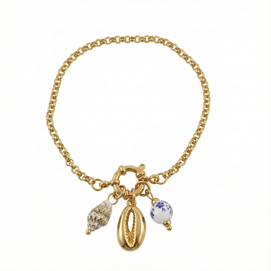 Bracelet acier doré charms coquillages